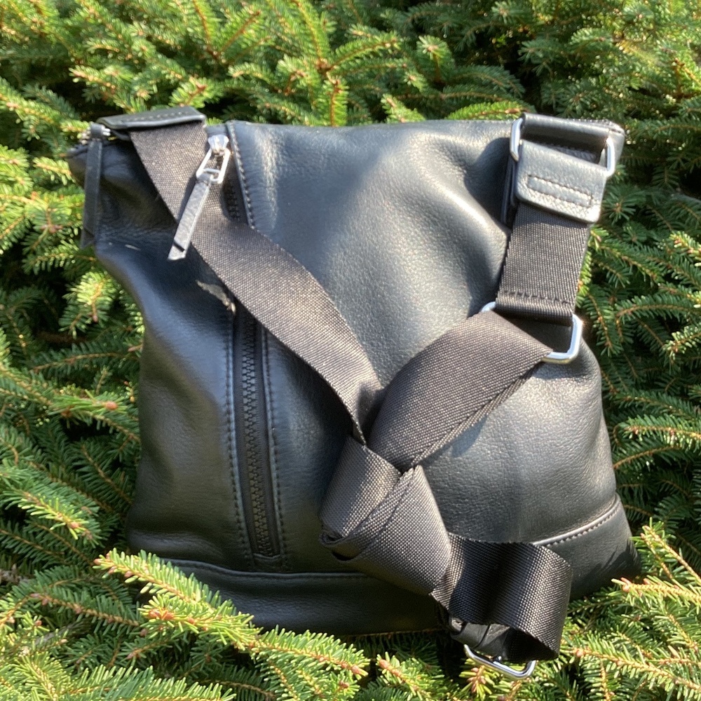 Margot Genuine Soft Pebbled Black Leather Crossbody Handbag